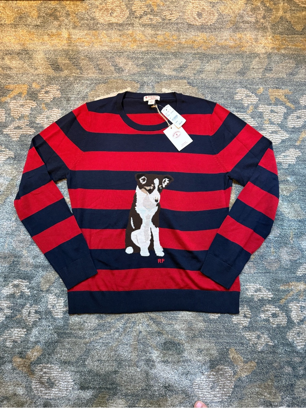 Brooks Brothers NWT Striped Navy & Red Sweater